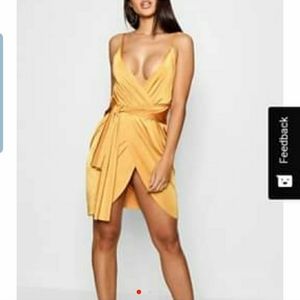 Tangerine/Amber Wrap Belted Dress